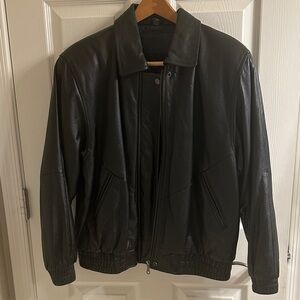 St John’s Bay Black Leather Bomber Jacket
